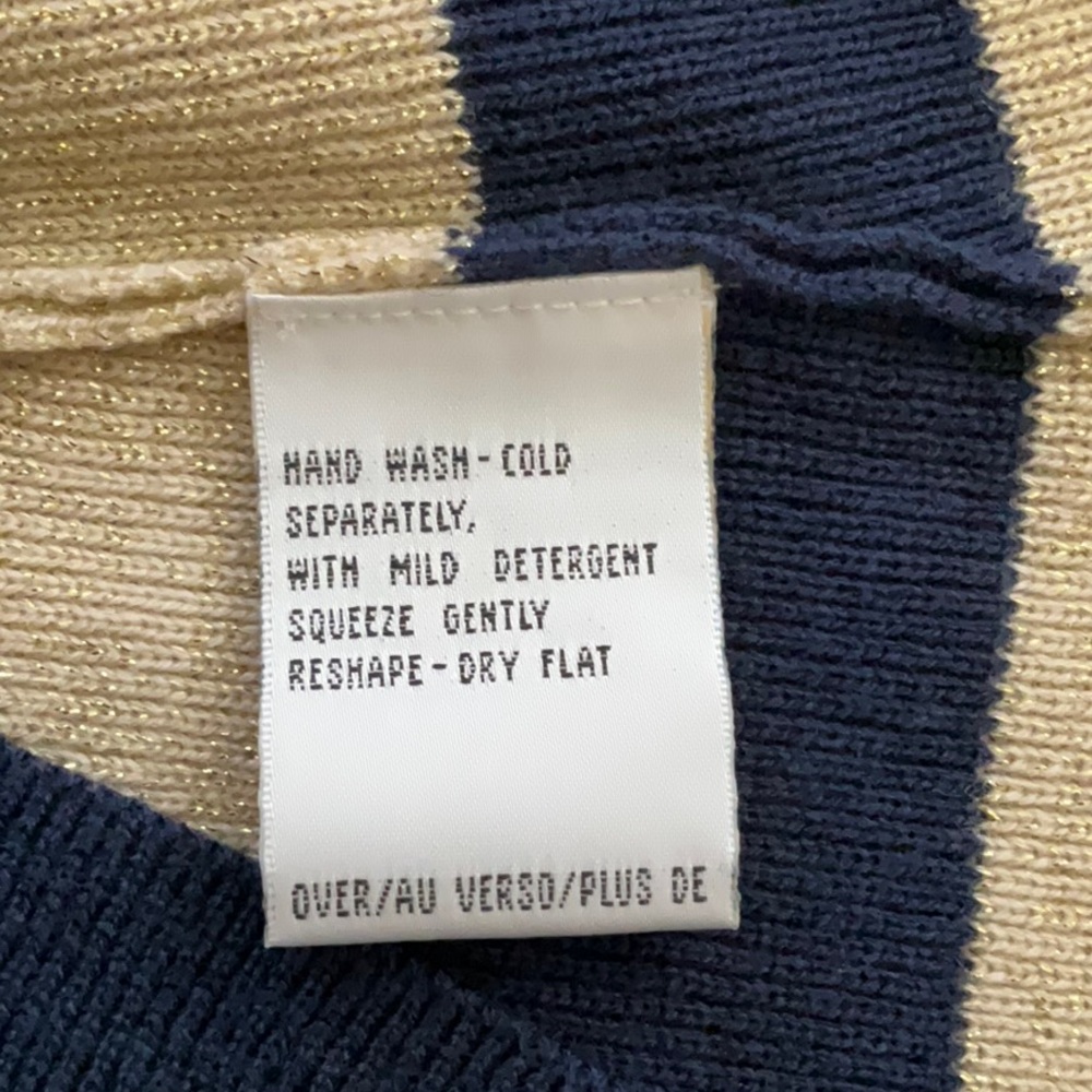 Christina Hope Navy Metallic Gold Stripe Knit Top & Gold Knit Pants Women Sz M - Picture 7 of 15